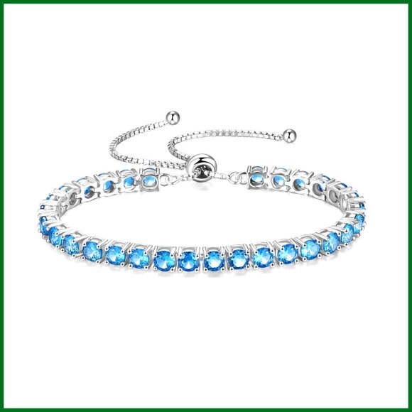 Sterling Silver Tennis Bracelet Adjustable Chain Fine Jewelry